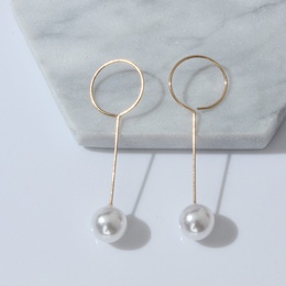 vintage inlaid pearl long pearl circle tassel copper earrings wholesalepicture10