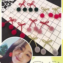 cute contrast color cherry plush ball ear hook pom earrings wholesalepicture7