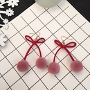cute contrast color cherry plush ball ear hook pom earrings wholesalepicture6
