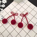 cute contrast color cherry plush ball ear hook pom earrings wholesalepicture8