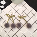 cute contrast color cherry plush ball ear hook pom earrings wholesalepicture9