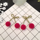 cute contrast color cherry plush ball ear hook pom earrings wholesalepicture10