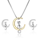Simple Moon Cat Stud Earrings Necklace Fashion Alloy Clavicle Chainpicture6