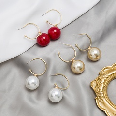 large circle pearl pendant long fashion alloy earrings