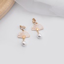 retro fan pearl flower folding tassel earrings ear clipspicture6