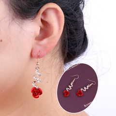 fashion rhinestones heart rose pendant alloy earrings