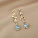 baroque moon diamond hollow heart blue water drop pendant earringspicture6