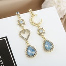 baroque moon diamond hollow heart blue water drop pendant earringspicture8