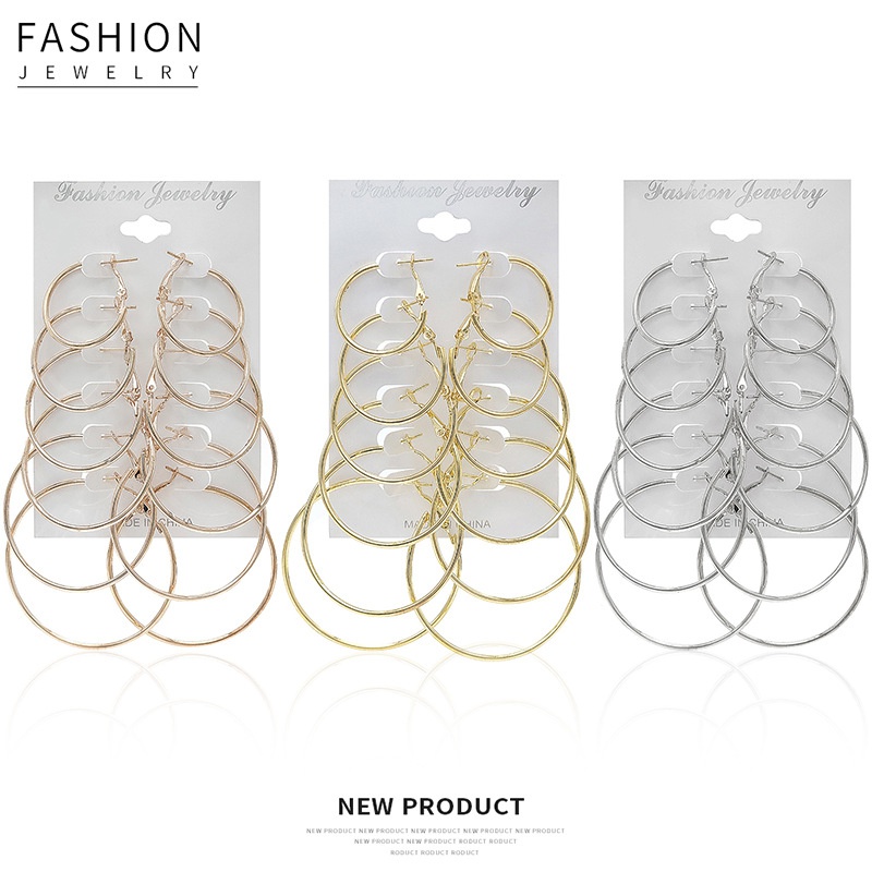 fashion large circle alloy earrings 6piece set
