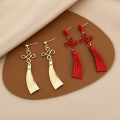 boucles d'oreilles noeud chinois rouge boucles d'oreilles longues mode festive du Nouvel An