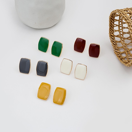 Simple Color Drop Oil Square Alloy Stud Earrings wholesale's discount tags
