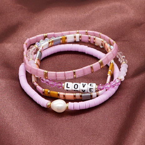 bohème violet clair perle tila cristal bracelet pile bracelet femmes's discount tags