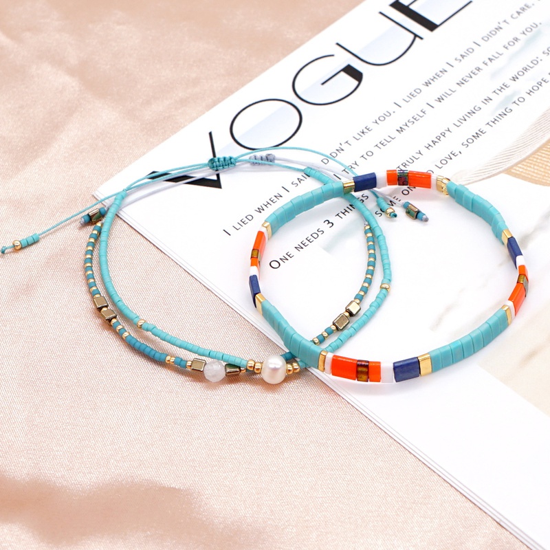 Bohemian ethnic tila glass beads handbeaded pearl friendship rope bracelet