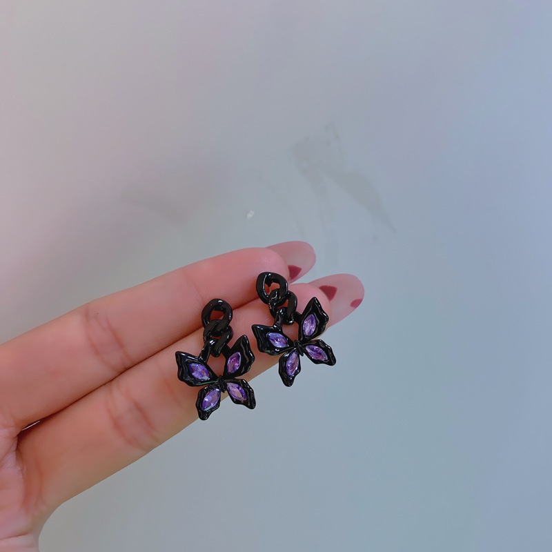 Korean new dark butterfly pendant alloy earrings