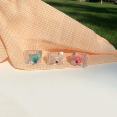 Cute bear jelly color wide-faced acrylic ring