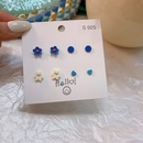 2022 new cute bear flower Klein blue stud earrings setpicture6