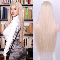 European and American women's wig front lace long straight hair chemical fiber headgear small lace U Part lace wig
