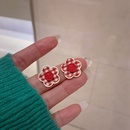2022 new flower plaid smiley face alloy stud earringspicture11