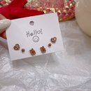 Korean version of color cute bear heart alloy earrings threepiece setpicture10