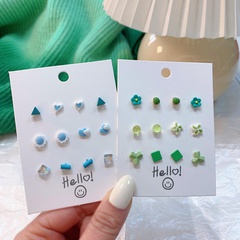 Korean style fashion simple geometric flower earrings set