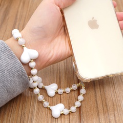 nouveau pendentif coeur perles rayées lanière de téléphone portable anti-perte