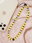 new macaron yellow crystal smiley beaded mobile phone chain lanyardpicture10