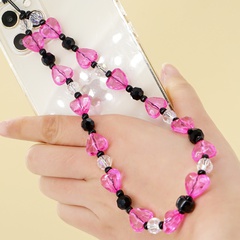 new bohemian heart crystal beaded anti-lost mobile phone chain
