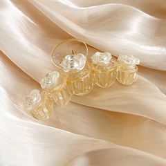 Weiße Kamelie Haarspange Koreanische transparente Rose elegante Spiralhaarspange