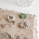 Korean pearl crystal zircon ring fashion elastic pearl ringpicture8