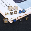 simple inlaid diamond fashion geometric earrings ring 8 setspicture9