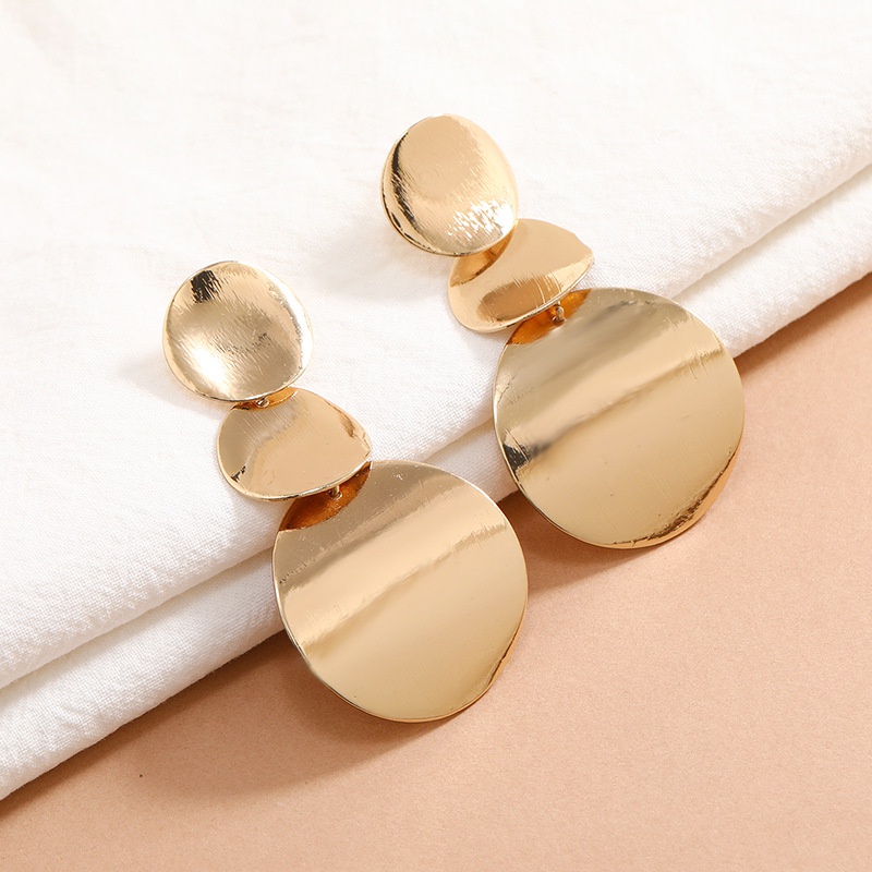 Retro disc simple earrings geometric round alloy earrings