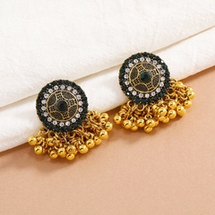 retro round turquoise alloy earrings fashion tassel earrings
