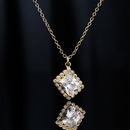 square emerald zircon pendant copper plated 18K gold necklace femalepicture7