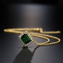 square emerald zircon pendant copper plated 18K gold necklace femalepicture9