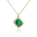 square emerald zircon pendant copper plated 18K gold necklace femalepicture11
