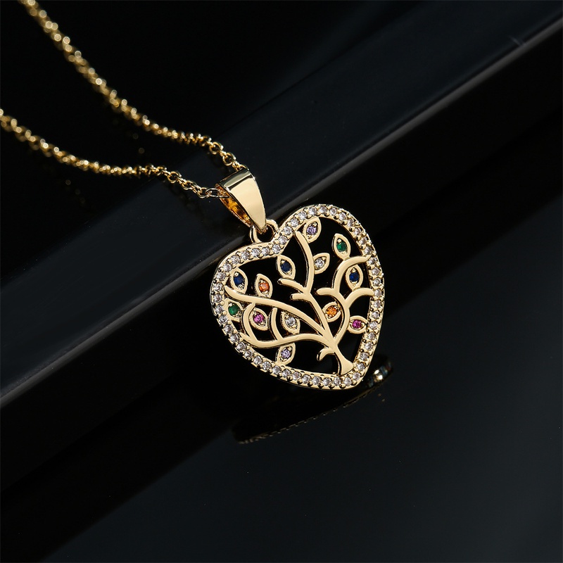new heart shaped tree of life pendant copper plated 18K gold necklace