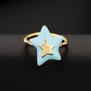 fashion copper 18K gold plated oil drop irregular fivepointed star open ring femalepicture7