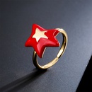 fashion copper 18K gold plated oil drop irregular fivepointed star open ring femalepicture8