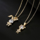 cute animal zircon jewelry copper plated 18K gold bear rabbit pendant necklace femalepicture7