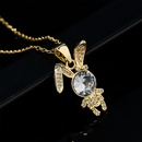 cute animal zircon jewelry copper plated 18K gold bear rabbit pendant necklace femalepicture9