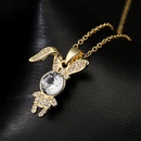 cute animal zircon jewelry copper plated 18K gold bear rabbit pendant necklace femalepicture10