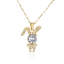 cute animal zircon jewelry copper plated 18K gold bear rabbit pendant necklace femalepicture11