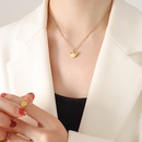 fashion wing round pendant titanium steel goldplated clavicle chainpicture8