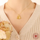 Simple Cheese Block Imitation Pearl Pendant Titanium Steel Plated 18K Gold  Necklacepicture7