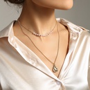 fashion specialshaped water drop necklace pearl alloy doublelayer necklacepicture7