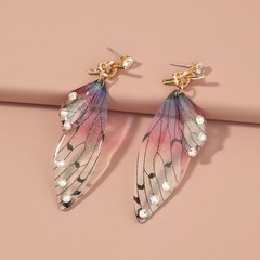 simple retro style exquisite ladies earrings colorful butterfly symmetrical earrings