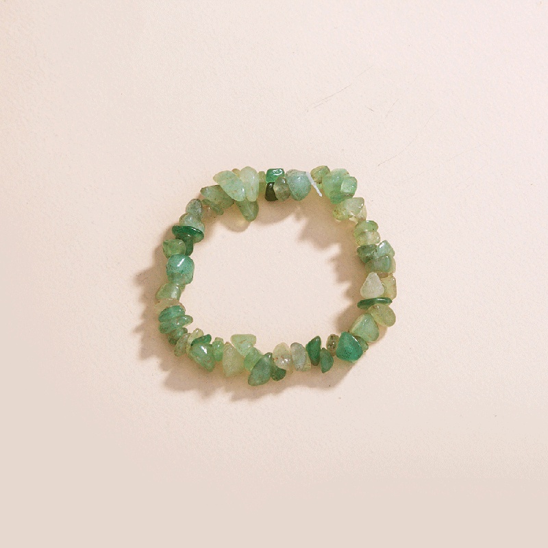 simple light green natural rough stone jewelry elastic bracelet women