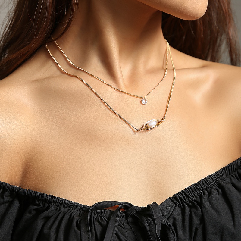 fashion multilayer necklace freshwater pearl pendant alloy necklace