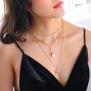 fashion multilayer necklace letter pendant pearl pendant alloy necklacepicture8