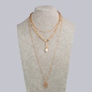 fashion multilayer necklace letter pendant pearl pendant alloy necklacepicture11